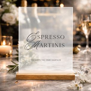 Elegant Espresso Martinis Acrylic Wedding Bar Sign