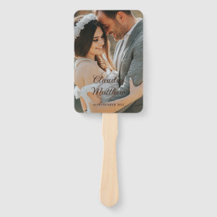 Elegant Espresso & Silver Script Wedding Program Hand Fan