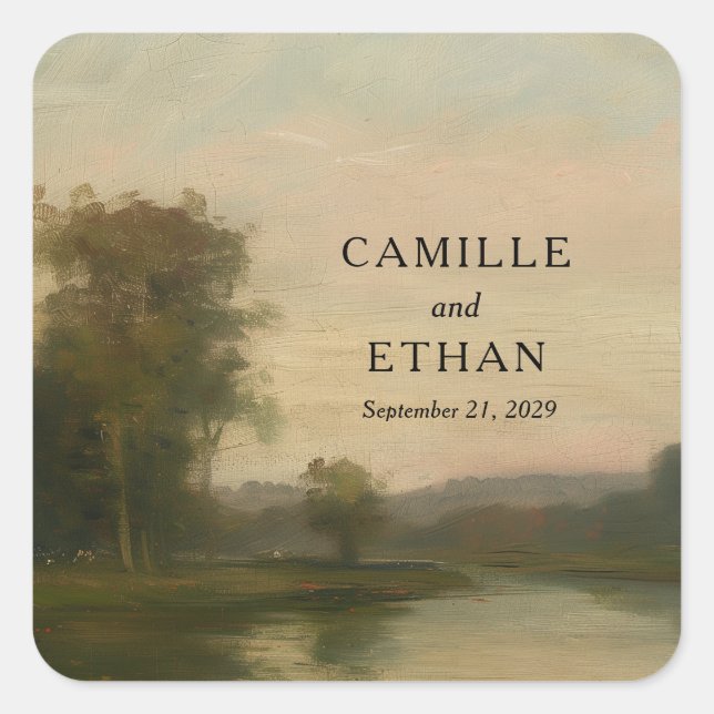 Elegant Estate Wedding Name Sticker (Front)