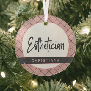 Elegant Esthetician Beautician Personalized  Glass Tree Decoration