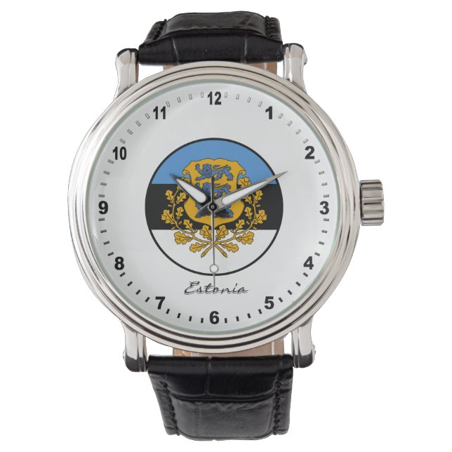 Elegant Estonia Watch & Estonian Flag (Front)