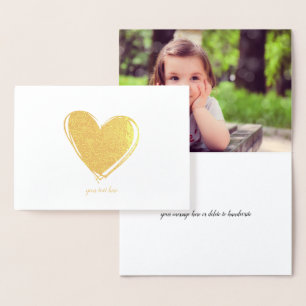 Elegant Etched Gold Foil Heart Photo Foil Card