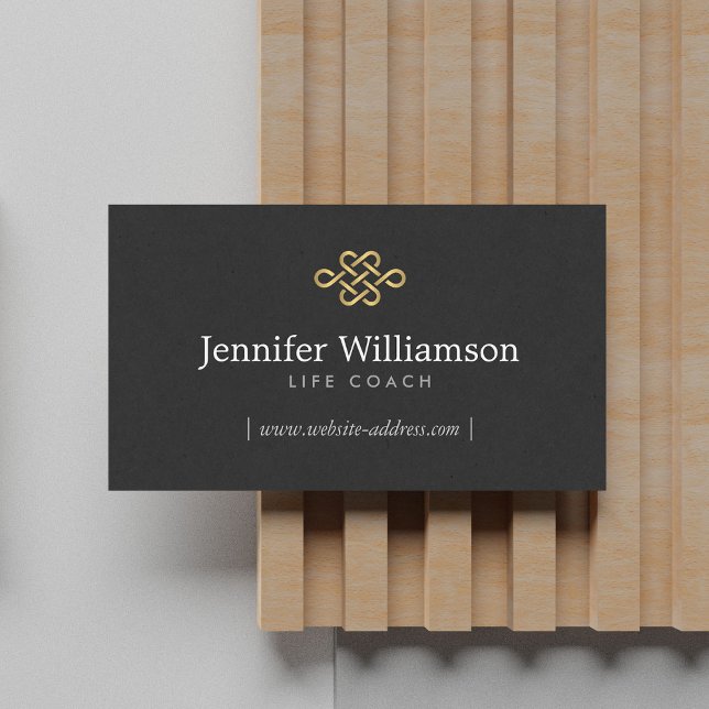 Elegant Eternity Knot, Infinity Knot Gold/Black Business Card (Creator Uploaded)