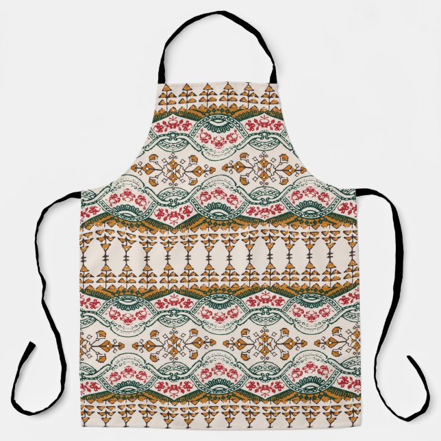 elegant ethnic border pattern with floral boho ele apron (Front)