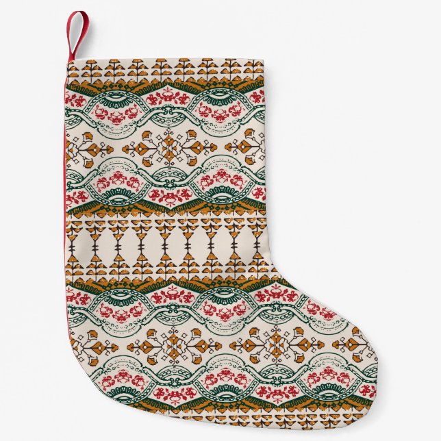 elegant ethnic border pattern with floral boho ele small christmas stocking (Front)