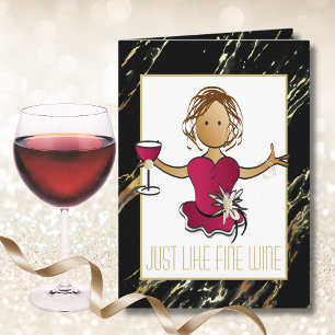 Elegant Ethnic Fine Wine Birthday Card for Her