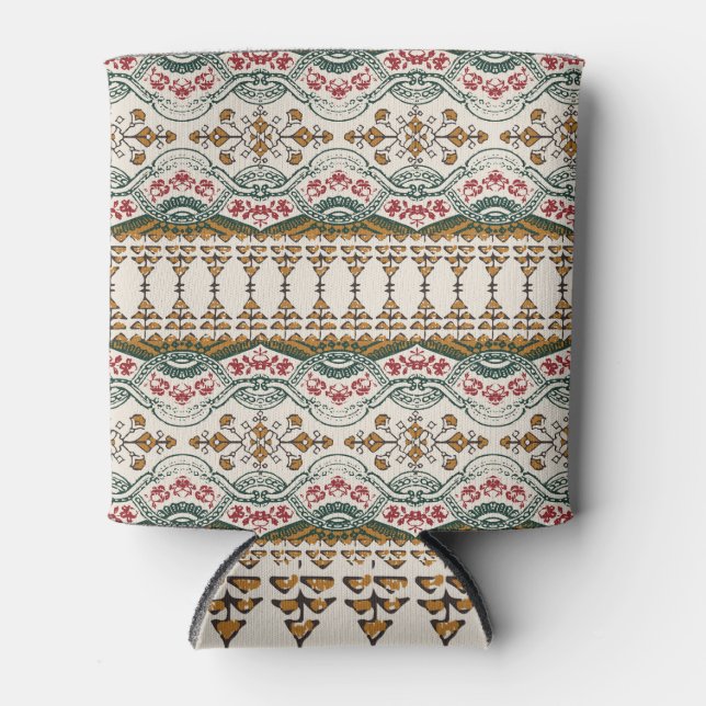 Elegant Ethnic Floral Boho Border Can Cooler (Front)