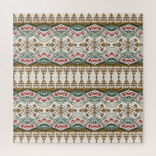 Elegant Ethnic Floral Boho Border Jigsaw Puzzle