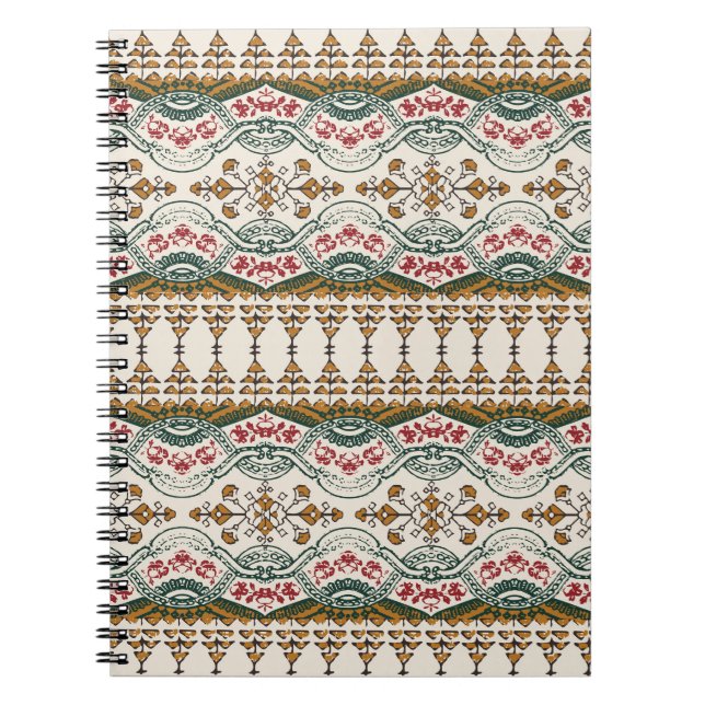 Elegant Ethnic Floral Boho Border Notebook (Front)
