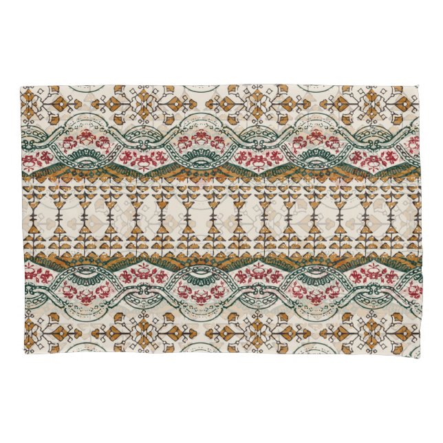 Elegant Ethnic Floral Boho Border Pillowcase (Front)