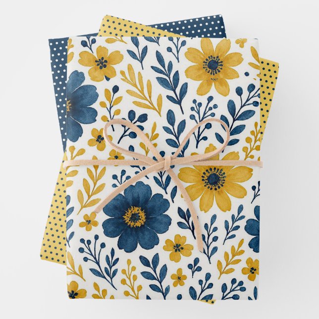 Elegant Ethnic Mediterranean Floral Art Pattern Wrapping Paper Sheet (In situ)