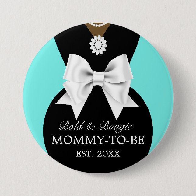 Elegant Ethnic Teal Baby & Co Tiffany Baby Shower 7.5 Cm Round Badge (Front)
