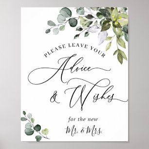 Elegant Eucalyptus Advice & Wishes Wedding Sign