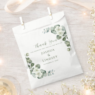 Elegant Eucalyptus and White Blossom Wedding Favour Bags
