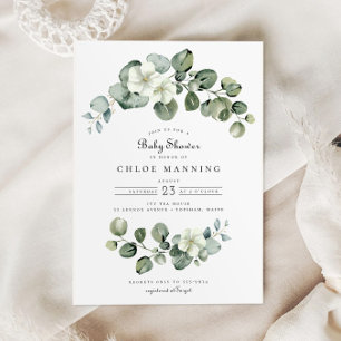 Elegant Eucalyptus Arch Greenery Baby Shower Invitation