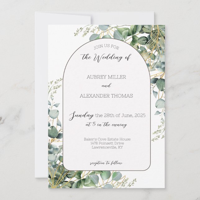 Elegant Eucalyptus Arch Wedding Invitation (Front)