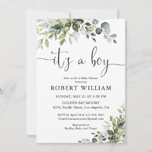 Elegant Eucalyptus Baby Shower Invitation