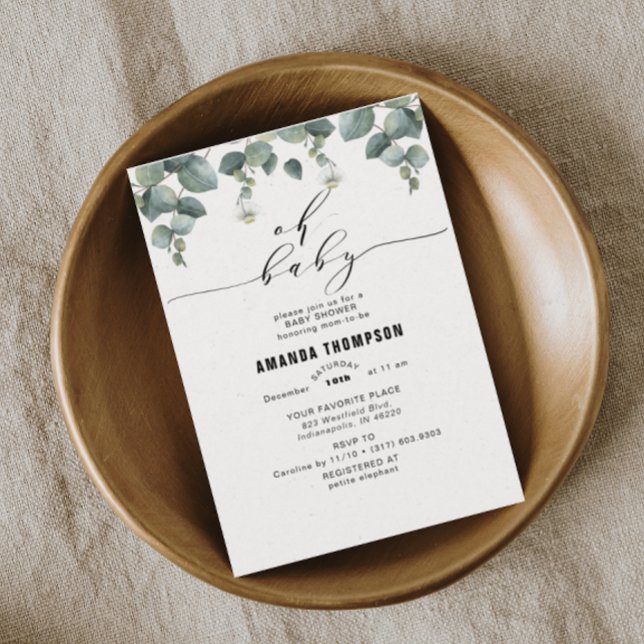 Elegant Eucalyptus Baby Shower Invitation (Creator Uploaded)