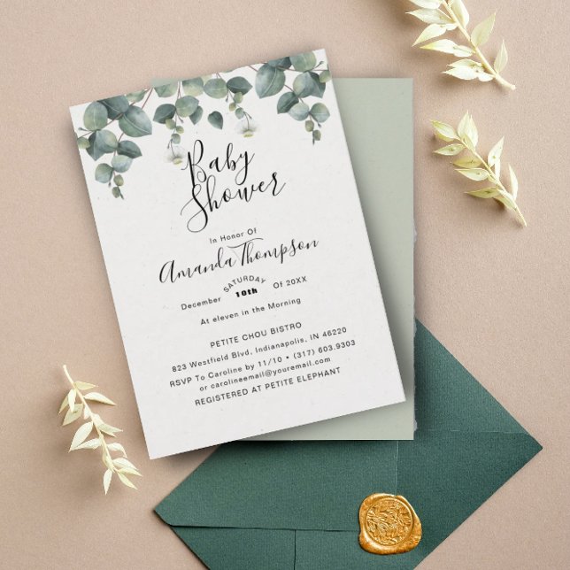 Elegant Eucalyptus Baby Shower Invitation (Creator Uploaded)