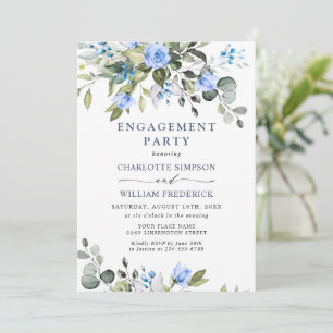 Elegant Eucalyptus Blue Roses ENGAGEMENT PARTY Invitation