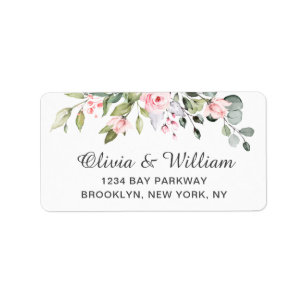 Elegant Eucalyptus Blush Roses Floral Label