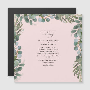 Elegant  Eucalyptus Blush Wedding II Magnetic  Invitation