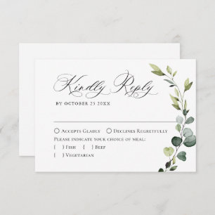 Elegant Eucalyptus Bohemian Wedding MEAL CHOICE  RSVP Card