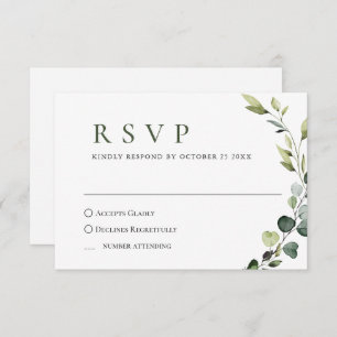 Elegant Eucalyptus Bohemian Wedding MEAL CHOICE  RSVP Card