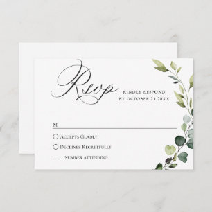 Elegant Eucalyptus Bohemian Wedding MEAL CHOICE  RSVP Card