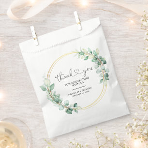 Elegant Eucalyptus Botanical Gold Thank You Favour Bags
