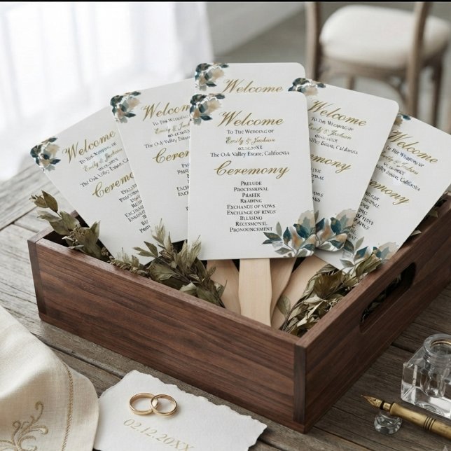  Elegant Eucalyptus Botanical Greenery Calligraphy Hand Fan (Creator Uploaded)