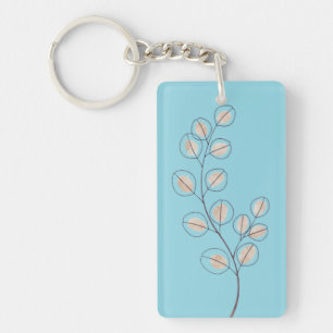 Elegant Eucalyptus Botanical Line Art Key Ring