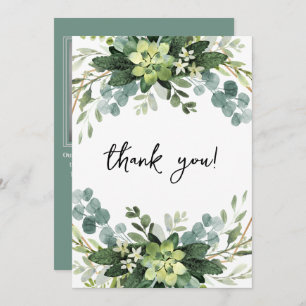 Elegant eucalyptus botanical photo wedding thank you card