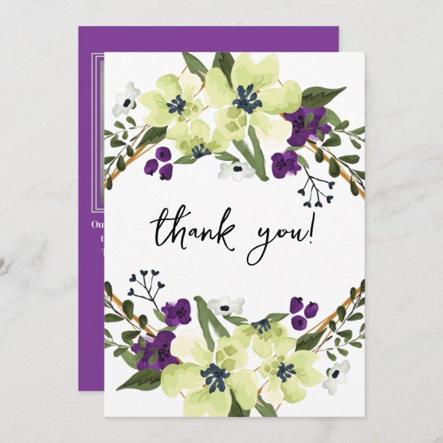 Elegant eucalyptus botanical photo wedding  thank you card (Front/Back)
