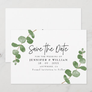 Elegant Eucalyptus Botanical Save the Date Invitation