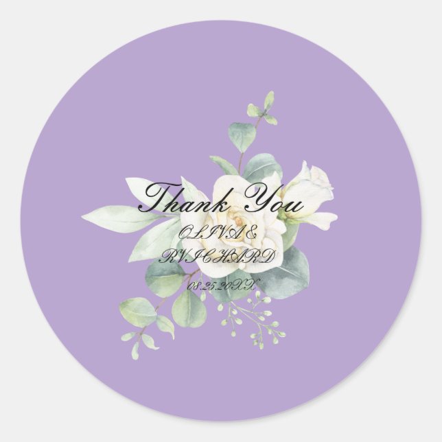 Elegant eucalyptus botanical Summer Wedding Classic Round Sticker (Front)