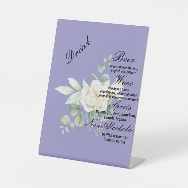 Elegant eucalyptus botanical Summer Wedding Pedestal Sign (Front)