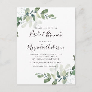 Elegant Eucalyptus Bridal Brunch Invitation Postca Postcard