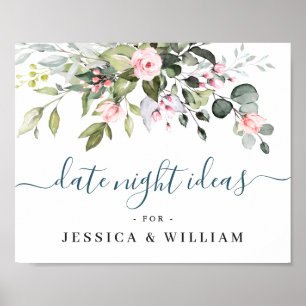 Elegant Eucalyptus Bridal Shower Date Night Idea Poster