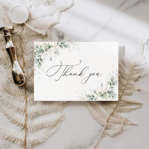 Elegant Eucalyptus Bridal Shower Flat Thank You Card