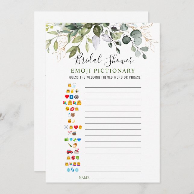 Elegant Eucalyptus Bridal Shower Game Card (Front/Back)