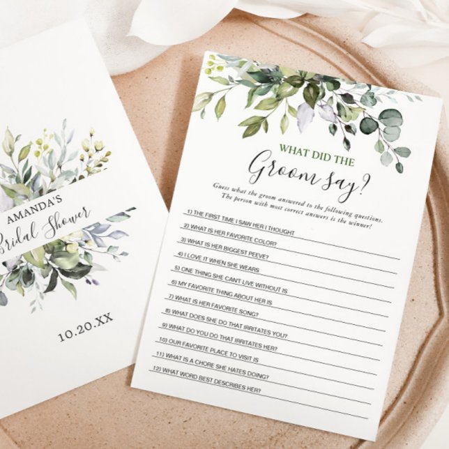 Elegant Eucalyptus Bridal Shower Game Card (Creator Uploaded)