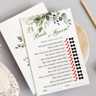 Elegant Eucalyptus Bridal Shower Game Card