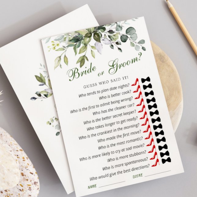 Elegant Eucalyptus Bridal Shower Game Card (Creator Uploaded)