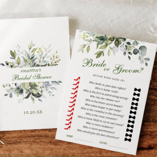 Elegant Eucalyptus Bridal Shower Game Card