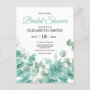 Elegant Eucalyptus Bridal Shower Invitation Postcard