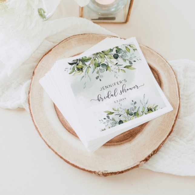 Elegant eucalyptus bridal shower napkins (Creator Uploaded)