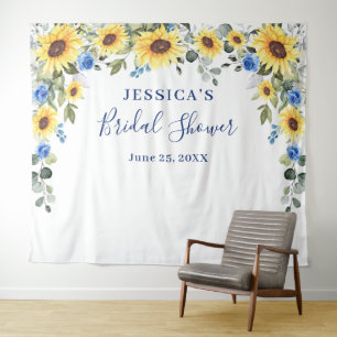 Elegant Eucalyptus Bridal Shower Photo Backdrop Tapestry