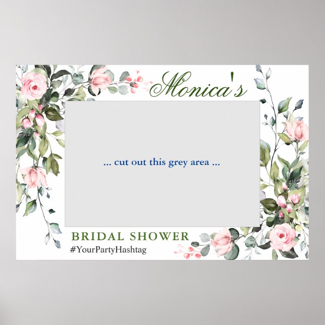 Elegant Eucalyptus Bridal Shower Photo Prop Frame Poster (Front)