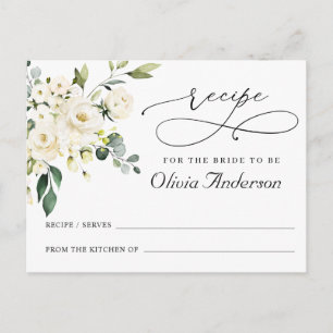 Elegant Eucalyptus Bridal Shower Recipe Card